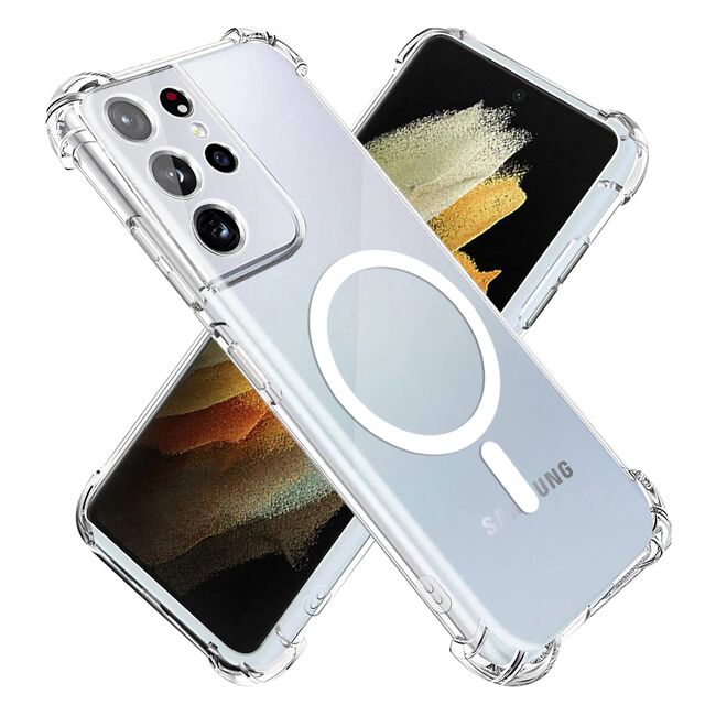 Husa pentru Samsung Galaxy S21 Ultra compatibila MagSafe Anti-Shock 1.5mm reinforced 4 corners - clear