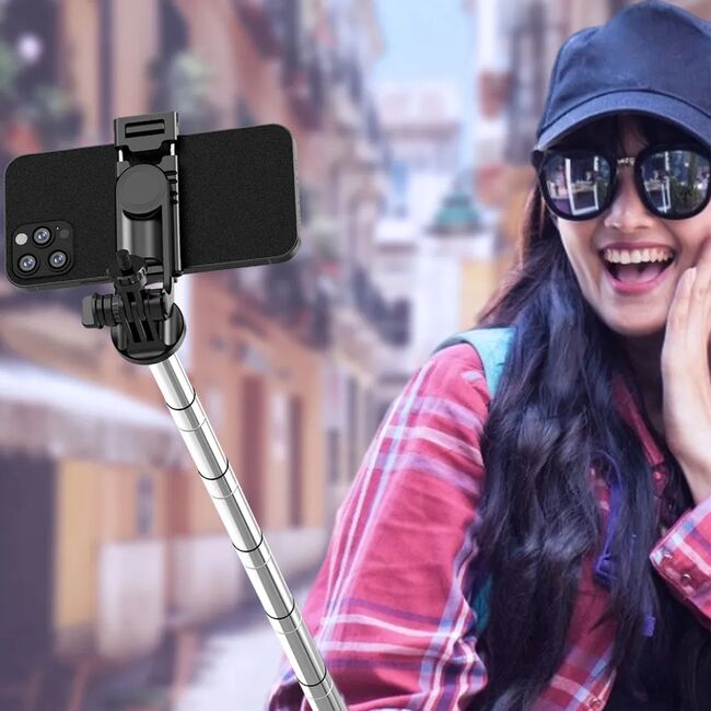 Selfie stick cu trepied si telecomanda Techsuit Q05, 158cm