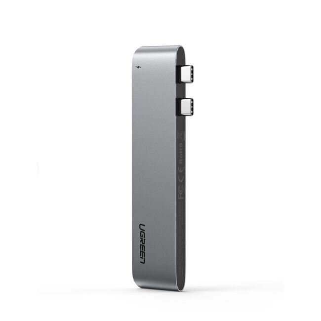 Adaptor Multifunctional Compatibil MacBook Pro/Air 2x USB-C to 3x USB, Type-C, SD/TF Card, 100W, 40Gpbs, 4K - Ugreen CM251 (60560) - Grey
