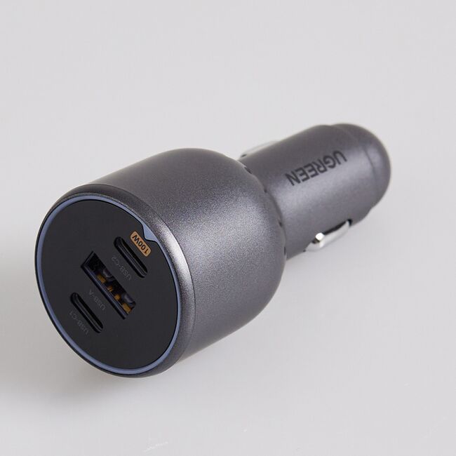 Incarcator pentru Masina cu Indicator LED, USB, 2x Type-C, 130W, Cablu USB-C - Ugreen EC705 (55511)