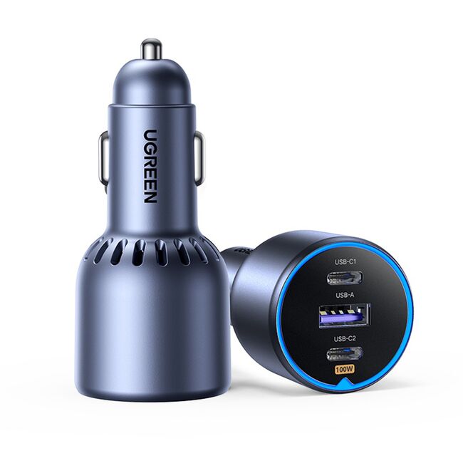Incarcator pentru Masina cu Indicator LED, USB, 2x Type-C, 130W, Cablu USB-C - Ugreen EC705 (55511)