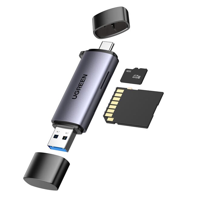 Cititor de Carduri USB/USB-C la SD/TF Card, Plug & Play, 5Gb/s, 2TB - Ugreen CM185 (50706) - Grey