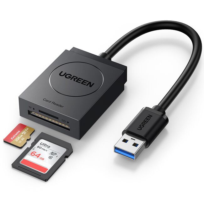 Cititor de Carduri SD, Micro SD la USB 3.0, Plug & Play, 5Gbps, 15cm - Ugreen CR127 (20250) - White