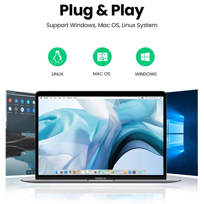 Cititor de Carduri SD, Micro SD la USB 3.0, Plug & Play, 5Gbps, 15cm - Ugreen CR127 (20250) - White