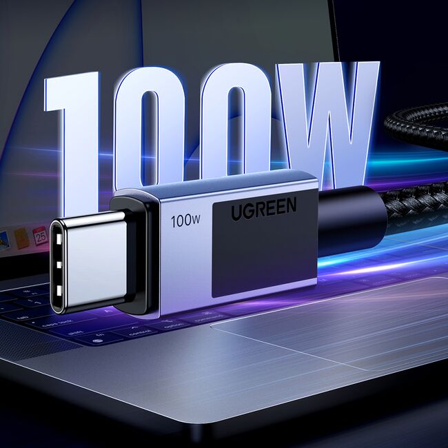 Cablu de Date USB-C la Type-C, PD100W, 5A, 480Mbps, 3m - Ugreen L512 (45065) - Space Gray