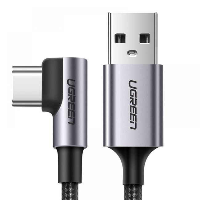 Cablu de Date USB la Type-C, 18W, 3A, 480Mbps, QC3.0, 2m - Ugreen Right Angle US284 (50942) - Space Gray