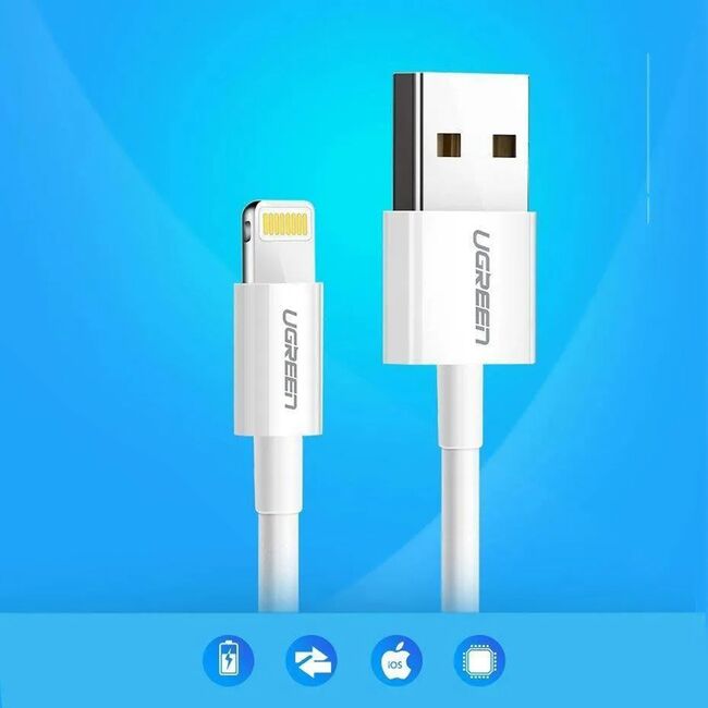 Cablu de Date USB la Lightning, 5V/2.4A, 480Mbps, 2m - Ugreen US155 (20730) - White