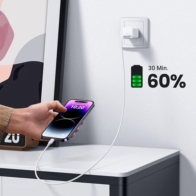 Cablu de Date USB-C la Lightning, 5V/3A, 480Mbps, 1m - Ugreen US171 (10493) - White