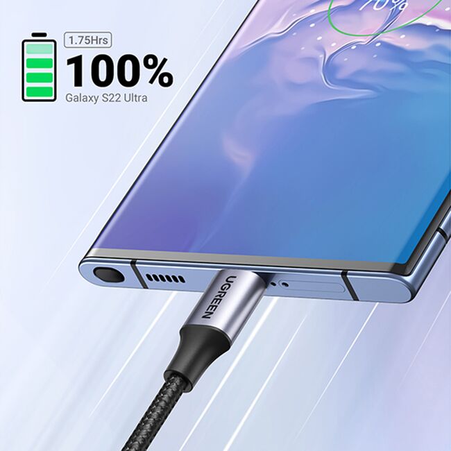 Cablu de Date USB la Type-C, PD18W, 3A, 480Mbps, QC3.0, 1m - Ugreen US288 (60126) - Black