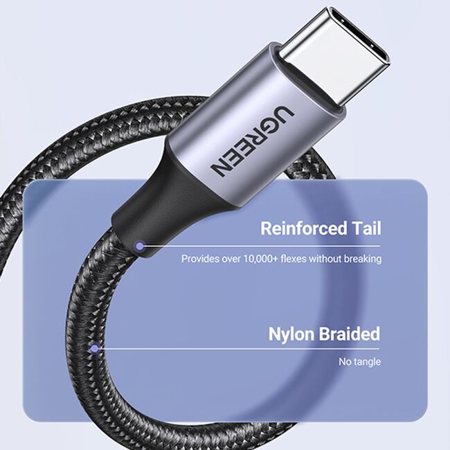 Cablu de Date USB la Type-C, PD18W, 3A, 480Mbps, QC3.0, 1m - Ugreen US288 (60126) - Black
