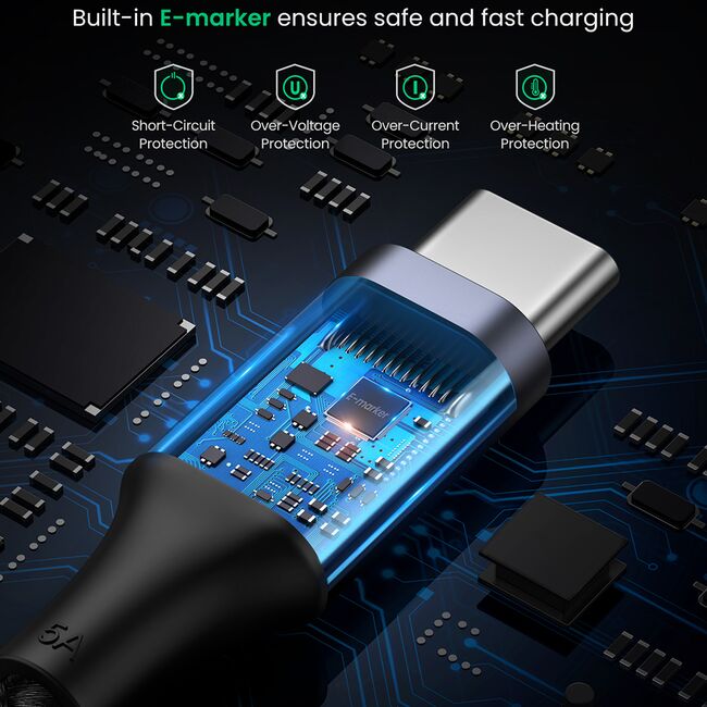 Cablu de Date USB-C la Type-C, PD100W, 5A, 480Mbps, 1m - Ugreen US316 (70427) - Black