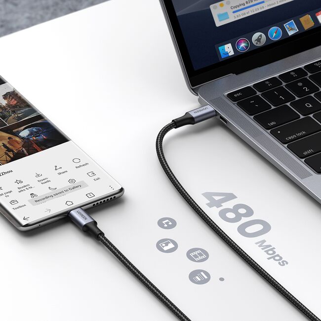 Cablu de Date USB-C la Type-C, PD100W, 5A, 480Mbps, 1m - Ugreen US316 (70427) - Black
