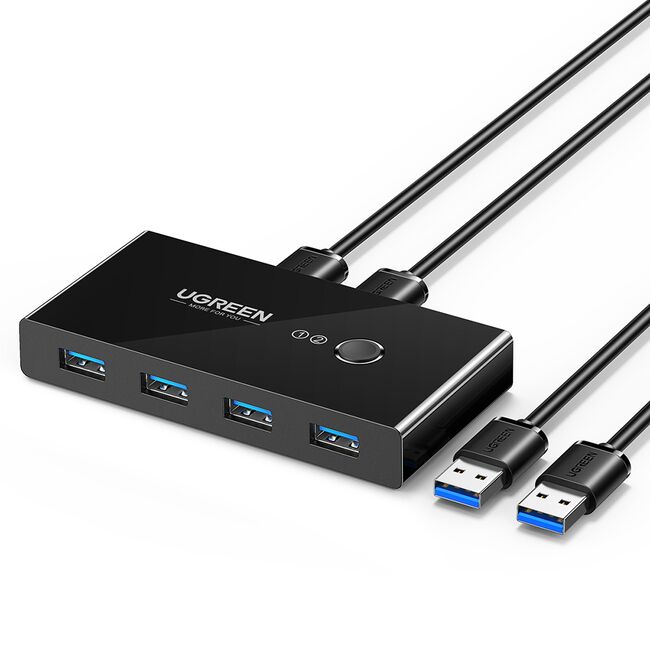Docking Station 4x USB-A, 2x USB Cable, Plug & Play, LED, 5Gb/s, 1.5 m - Ugreen Sharing Switch Box US216 (30768) - Black