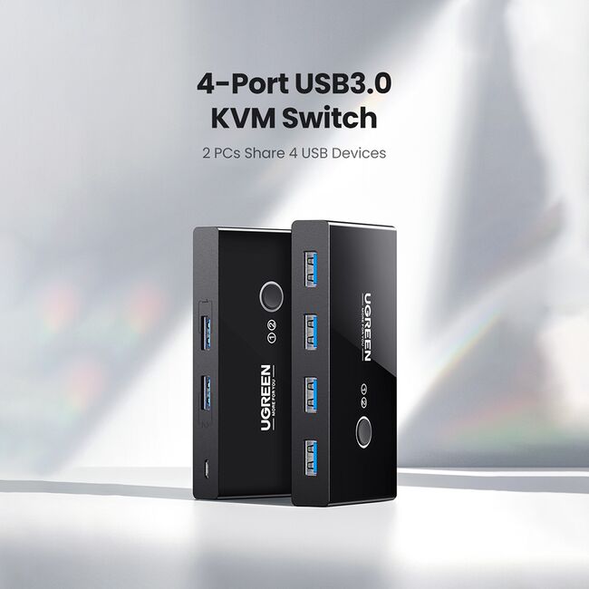 Docking Station 4x USB-A, 2x USB Cable, Plug & Play, LED, 5Gb/s, 1.5 m - Ugreen Sharing Switch Box US216 (30768) - Black
