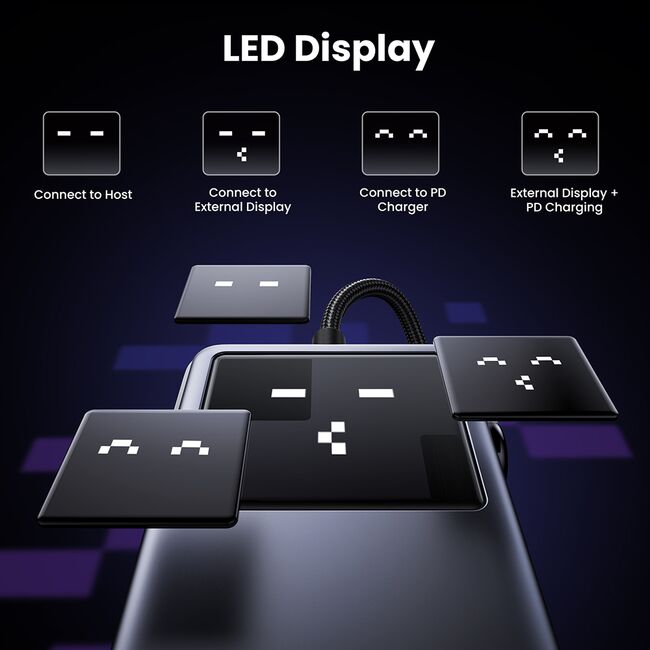 Docking Station 2x USB, 2x Type-C, HDMI, 10Gb/s, 4K, Display LED, Slot Card - Ugreen Uno 6in1 CM888 (35998) - Black