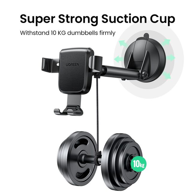 Suport de Telefon pentru Bord si Parbriz cu Ventuza, 360°, 4.7" - 7" - Ugreen LP200 (60990B) - Black