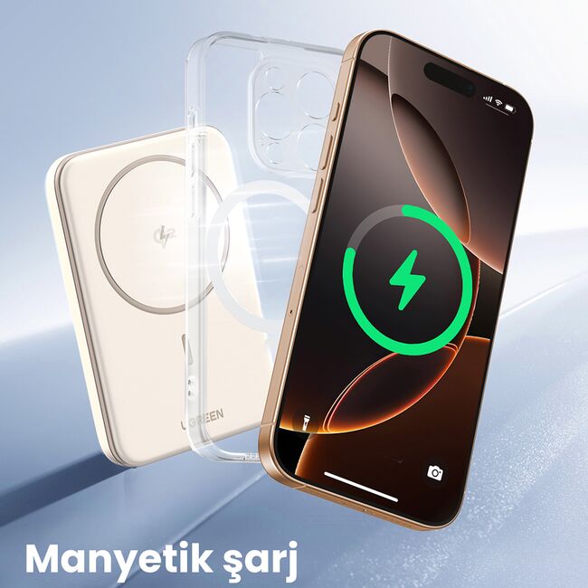 Baterie Externa pentru Telefon, Type-C, 5000mAh, 15W, 5V/3A, Cablu Type-C - Ugreen PB560 (25207) - Bej