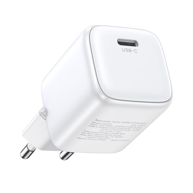 Incarcator USB-C, GaN, Fast Charging, 20W, 3A, QC4.0+ - Ugreen Nexode CD318 (15324) - White
