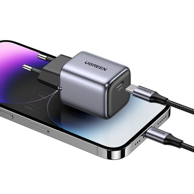 Incarcator USB-C, GaN, Fast Charging, 20W, 3A, QC4.0+ - Ugreen Nexode CD318 (90664) - Grey