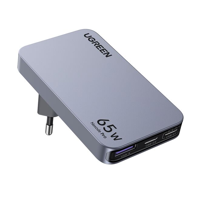 Incarcator pentru Priza USB, 2x Type-C, GaN, Fast Charging, 65W, 3A, PD3.0, QC4.0+ - Ugreen Nexode Pro X753 (25356) - Grey