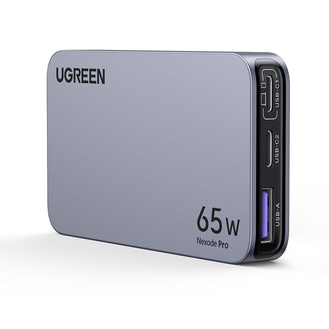 Incarcator pentru Priza USB, 2x Type-C, GaN, Fast Charging, 65W, 3A, PD3.0, QC4.0+ - Ugreen Nexode Pro X753 (25356) - Grey