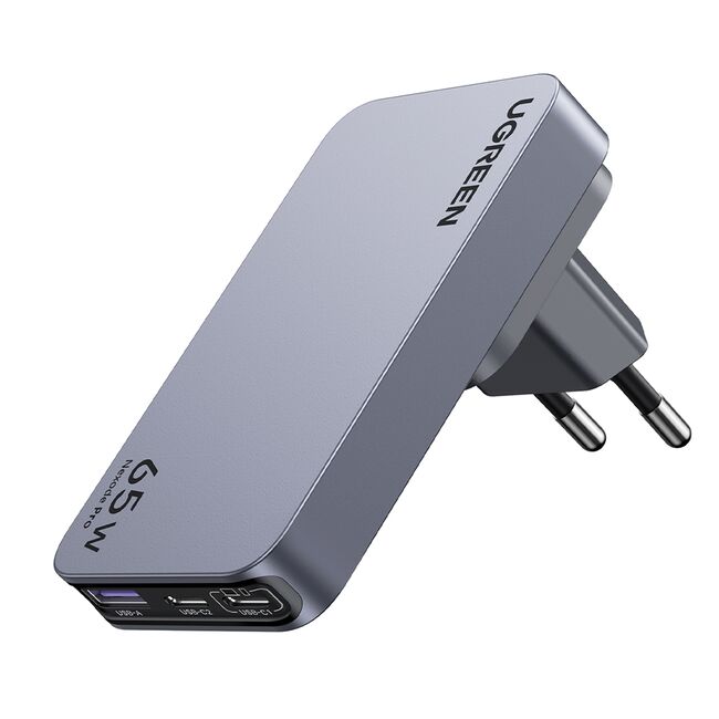 Incarcator pentru Priza USB, 2x Type-C, GaN, Fast Charging, 65W, 3A, PD3.0, QC4.0+ - Ugreen Nexode Pro X753 (25356) - Grey