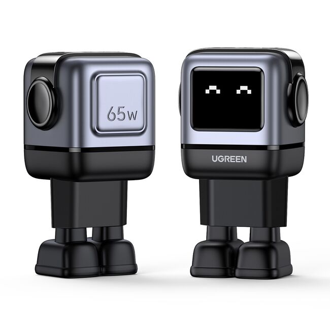 Incarcator cu Display LED, USB, 2x Type-C, GaN, Fast Charging, 65W, 3A, QC4.0+ - Ugreen Uno RG CD361 (25685B) - Black