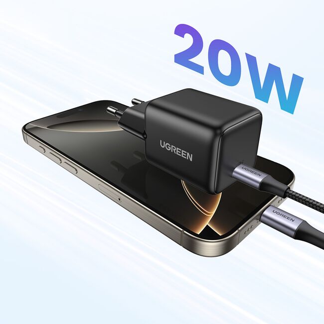 Incarcator USB-C, GaN, Fast Charging, 20W, PD3.0, QC4, 3A - Ugreen X512 (55553) - Black