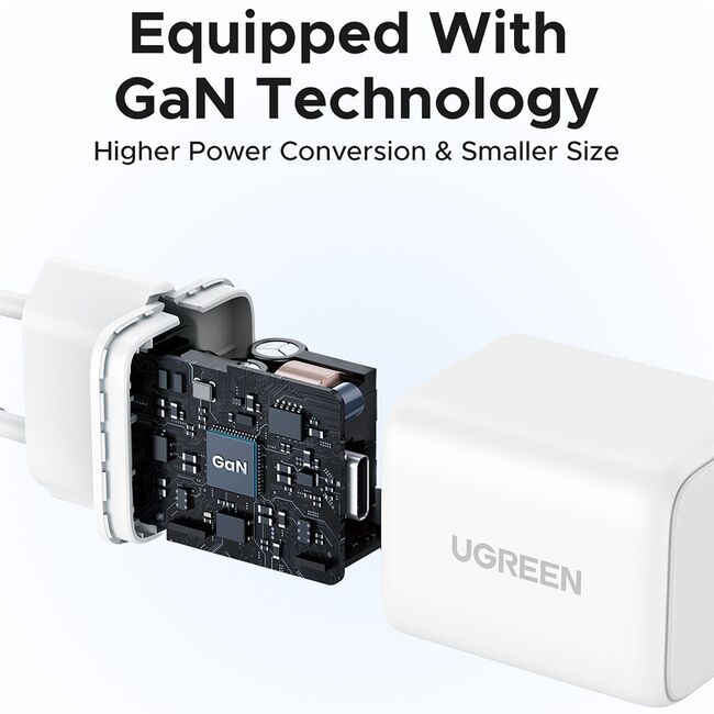 Incarcator USB-C, GaN, Fast Charging, 20W, PD3.0, QC4, 3A - Ugreen X512 (55554) - White
