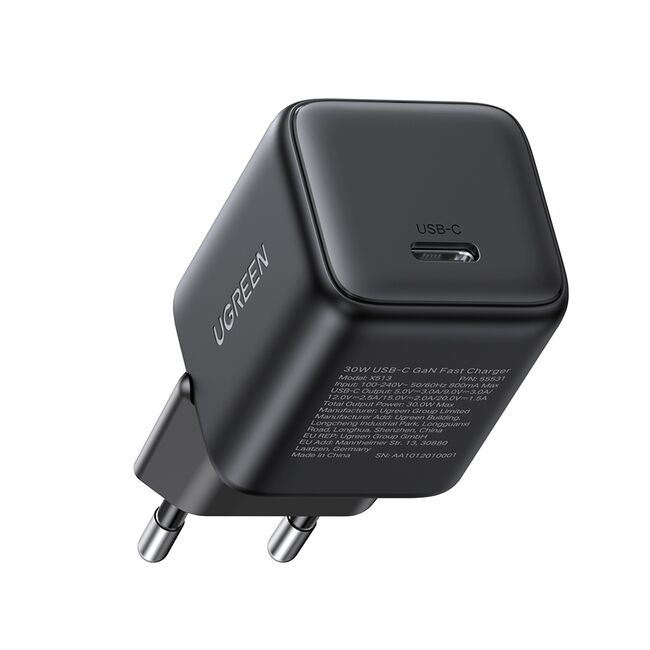 Incarcator USB-C, GaN, Fast Charging, 30W, QC4, 5V/3A - Ugreen X513 (65007) - Black