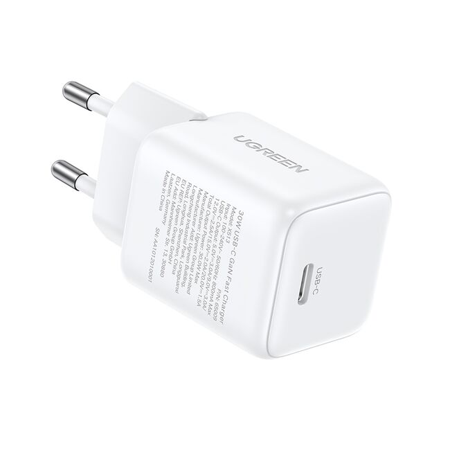 Incarcator USB-C, GaN, Fast Charging, 30W, QC4, 5V/3A - Ugreen X513 (65009) - White