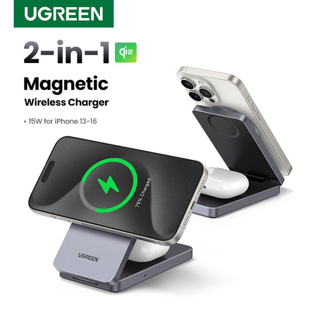 Incarcator fara Fir 2in1, 20W, 3A - Ugreen W706 (45023) - Black