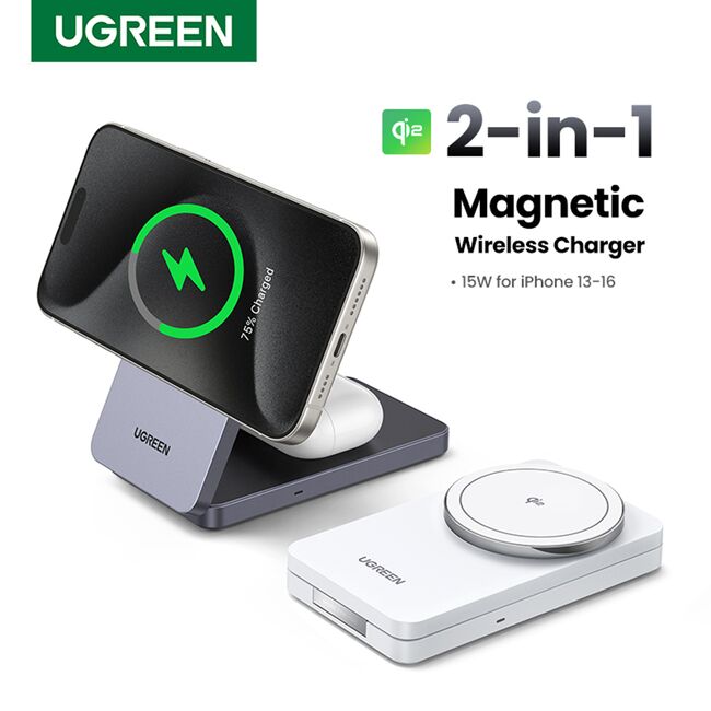 Incarcator fara Fir 2in1, 20W, 3A - Ugreen W706 (45023) - Black