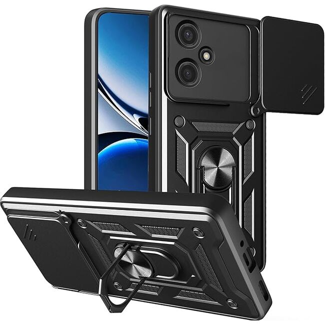 Husa pentru  Oppo A5 Pro 5G Ring Armor Kickstand Tough Rugged Cover cu protectie camera, Rose Gold