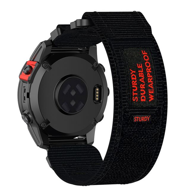 Curea pentru smartwatch Garmin Instinct 2S/2S Solar/Approach S70 42mm/ Fenix 7S Pro Sapphire Solar din material textil - latime 20 mm - Negru