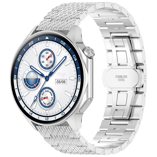 Curea pentru smartwatch Huawei Watch GT 4 (46mm) / Gt 4 Pro (46mm) / GT 2 (46mm) / GT 2 Pro / GT 3 Pro (46mm) / GT 3 / Ultimate  - Stainless Steel - latime 22 mm Argintiu