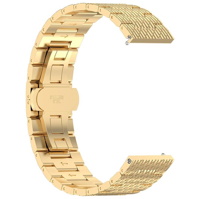 Curea pentru smartwatch Huawei Watch GT 4 (46mm) / Gt 4 Pro (46mm) / GT 2 (46mm) / GT 2 Pro / GT 3 Pro (46mm) / GT 3 / Ultimate  - Stainless Steel - latime 22 mm Auriu