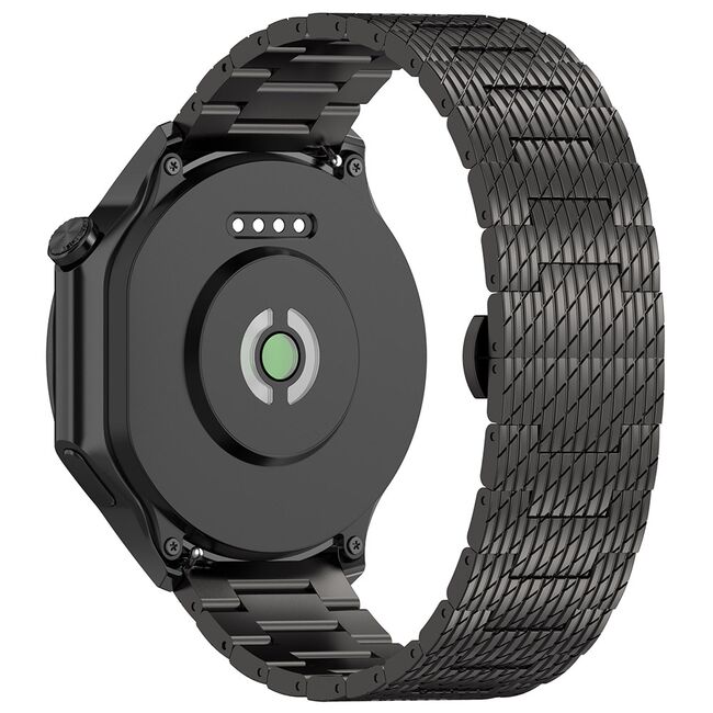 Curea pentru smartwatch Huawei Watch GT 4 (46mm) / Gt 4 Pro (46mm) / GT 2 (46mm) / GT 2 Pro / GT 3 Pro (46mm) / GT 3 / Ultimate  - Stainless Steel - latime 22 mm Negru