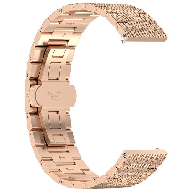 Curea pentru smartwatch Huawei Watch GT 4 (46mm) / Gt 4 Pro (46mm) / GT 2 (46mm) / GT 2 Pro / GT 3 Pro (46mm) / GT 3 / Ultimate  - Stainless Steel - latime 22 mm Roz
