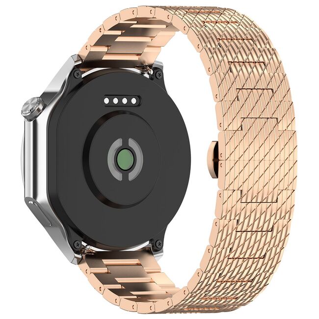 Curea pentru smartwatch Huawei Watch GT 4 (46mm) / Gt 4 Pro (46mm) / GT 2 (46mm) / GT 2 Pro / GT 3 Pro (46mm) / GT 3 / Ultimate  - Stainless Steel - latime 22 mm Roz