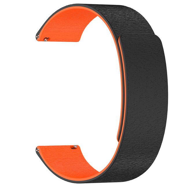 Curea pentru smartwatch Samsung Galaxy Watch 7 / 6 / 5 / 4/ Active 2, Huawei Watch GT 3 (42mm)/GT 3 Pro (43mm) / GT 4 (41mm) / GT 4 Pro (43mm) - silicon confortabil - latime 20 mm Negru portocaliu