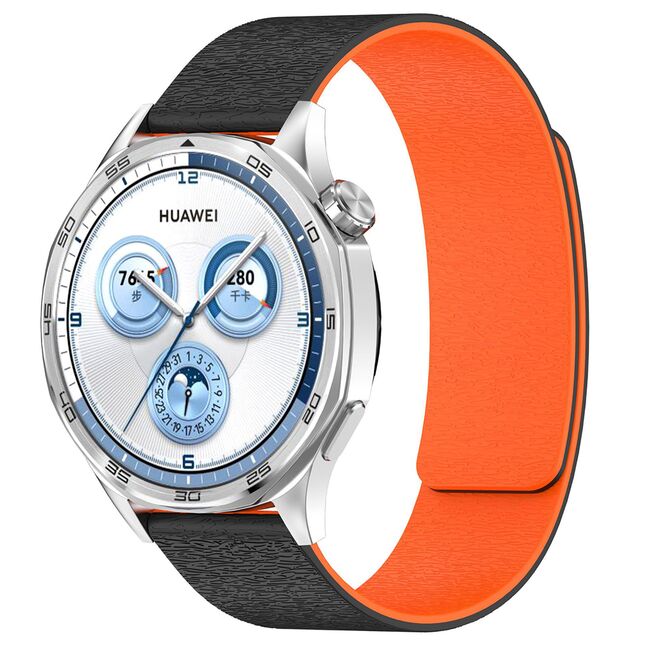 Curea pentru smartwatch Samsung Galaxy Watch 7 / 6 / 5 / 4/ Active 2, Huawei Watch GT 3 (42mm)/GT 3 Pro (43mm) / GT 4 (41mm) / GT 4 Pro (43mm) - silicon confortabil - latime 20 mm Negru portocaliu
