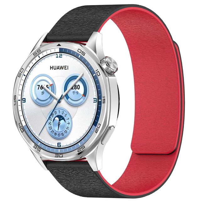 Curea pentru smartwatch Samsung Galaxy Watch 7 / 6 / 5 / 4/ Active 2, Huawei Watch GT 3 (42mm)/GT 3 Pro (43mm) / GT 4 (41mm) / GT 4 Pro (43mm) - silicon confortabil - latime 20 mm Negru rosu