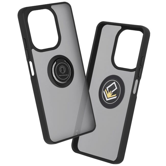 Husa de protectie pentru  Oppo A5 Pro 5G premium cu inel stand rotativ, suport magnetic si bumper anti-alunecare - Negru