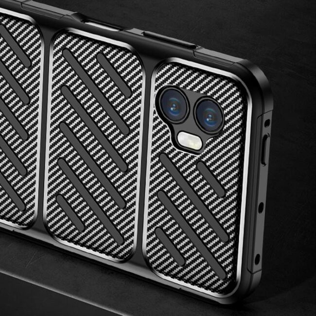 Husa de protectie pentru  Samsung Galaxy XCover7 Pro Auto Focus Slim, Anti-Scratch, cu fibra de carbon si protectie lentile - Negru electric
