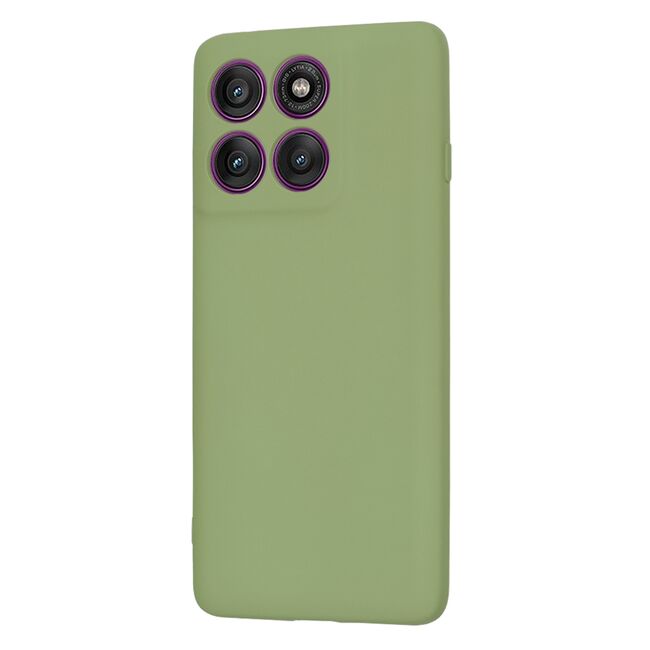 Husa pentru  Motorola Edge 60 Pro Liquid Silicone, subțire, captusita cu microfibra, anti amprentă, protectie cameră foto, Verde
