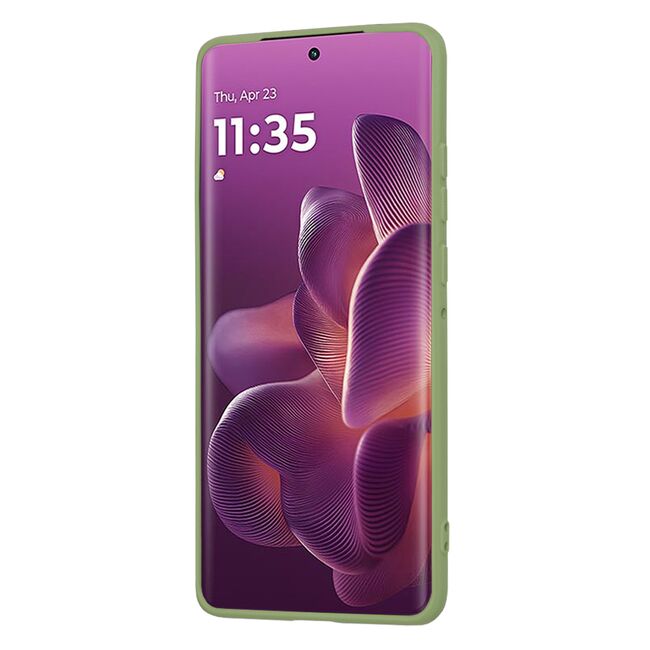 Husa pentru  Motorola Edge 60 Pro Liquid Silicone, subțire, captusita cu microfibra, anti amprentă, protectie cameră foto, Verde
