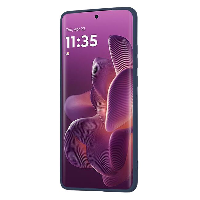 Husa pentru  Motorola Edge 60 Pro Liquid Silicone, subțire, captusita cu microfibra, anti amprentă, protectie cameră foto, Albastru