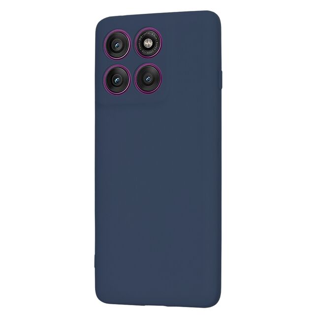 Husa pentru  Motorola Edge 60 Pro Liquid Silicone, subțire, captusita cu microfibra, anti amprentă, protectie cameră foto, Albastru