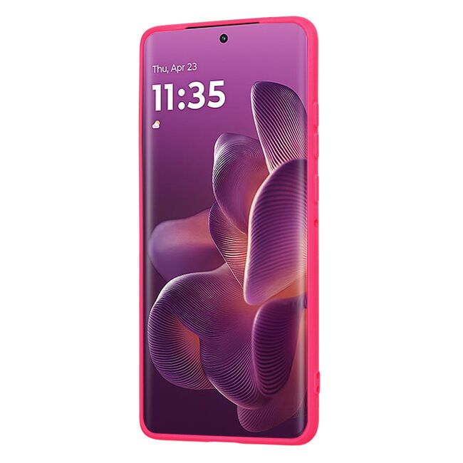 Husa pentru  Motorola Edge 60 Pro Liquid Silicone, subțire, captusita cu microfibra, anti amprentă, protectie cameră foto, Fucsia